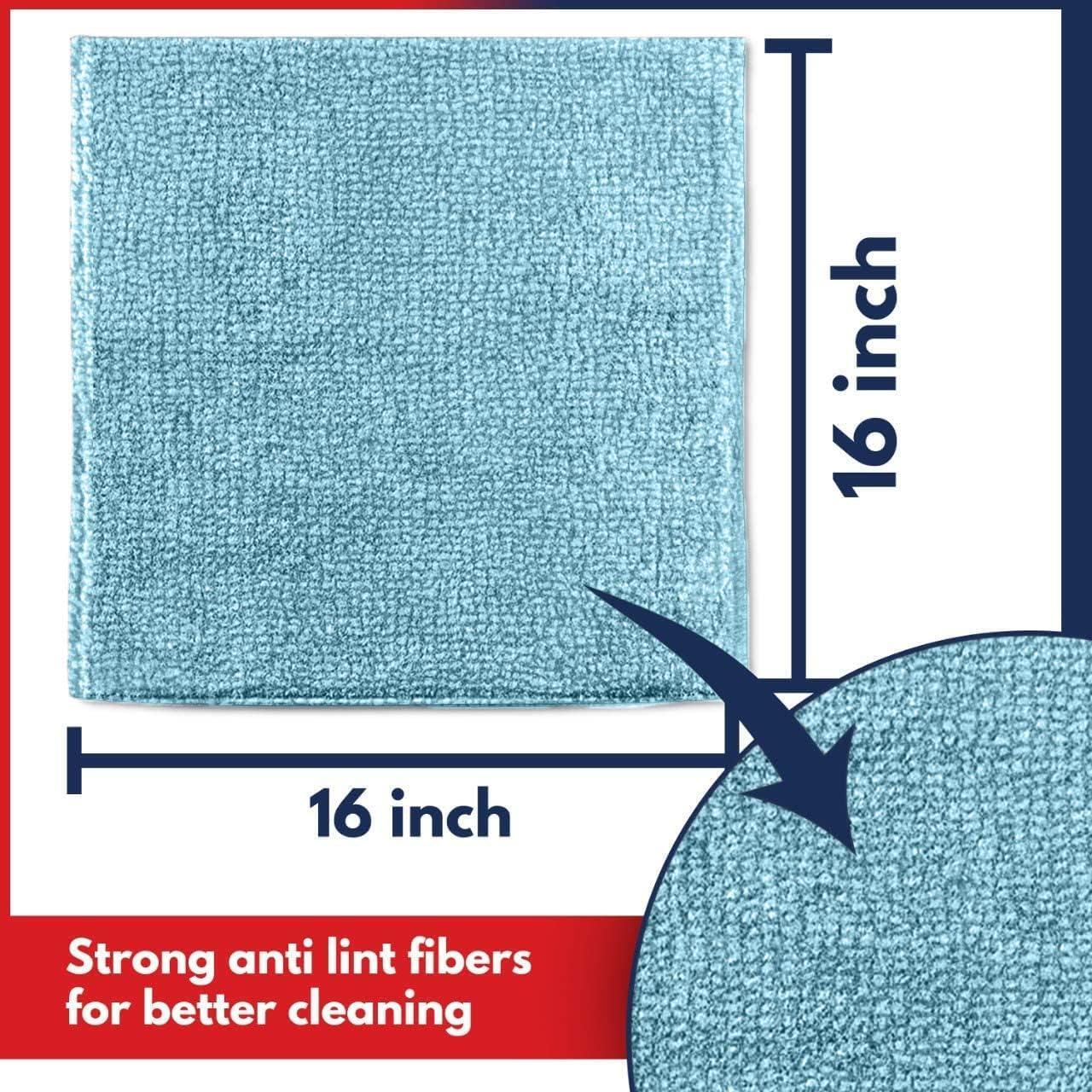 Microfiber Cleaning Cloth – 12pcs (16×16 Inch) High Performance – 1200 Washes, U