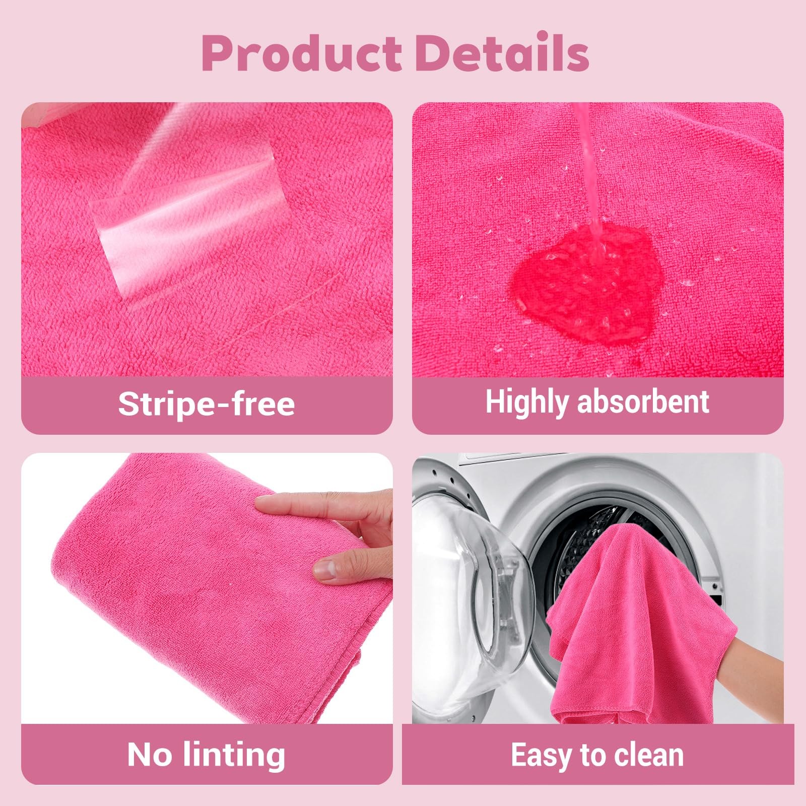 AojSup 6 Pcs Multicolor Extra Large 20 x 30 inches, Light Blue/Dark Pink