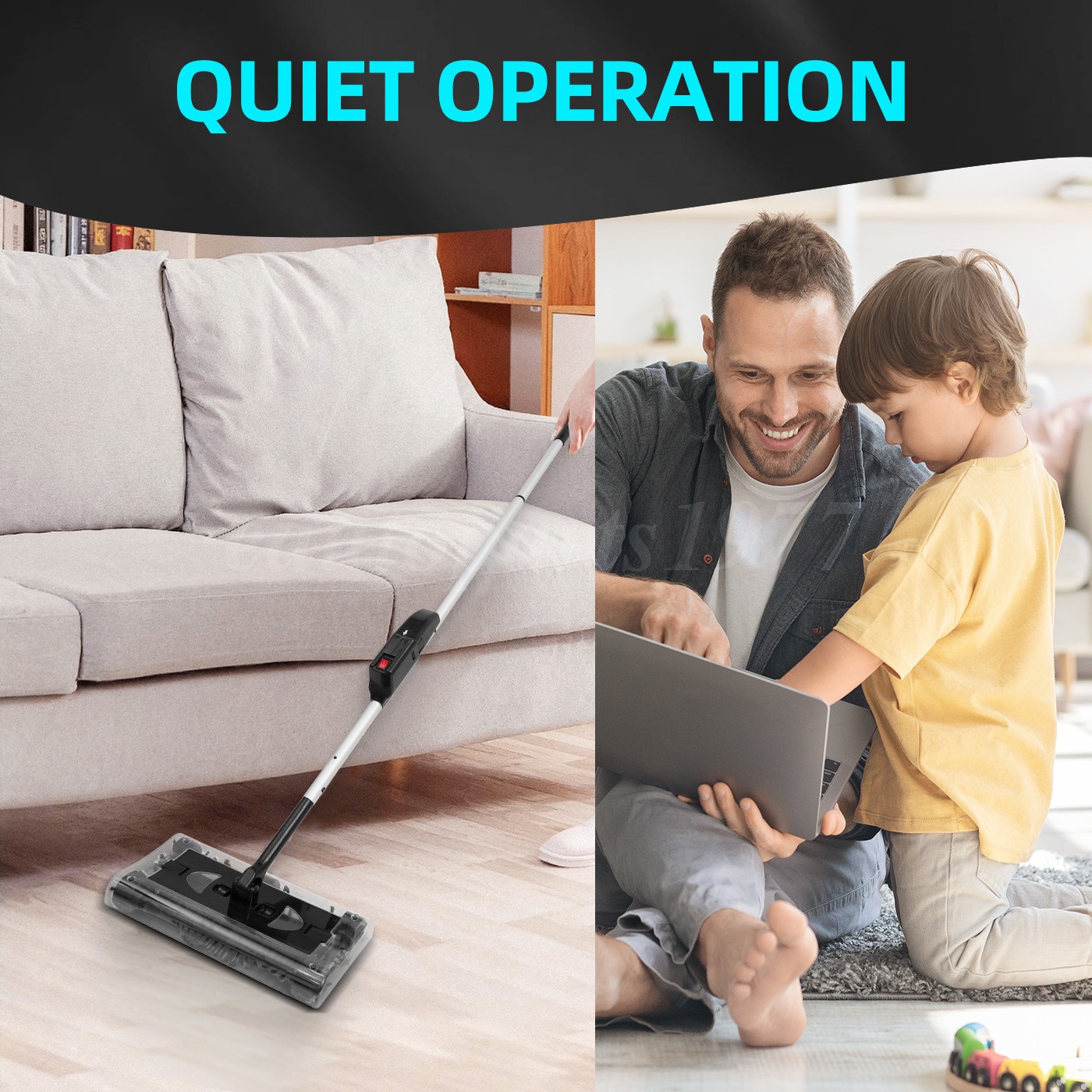 Floor Sweeper Cordless Electric Rechargeable Floor&Carpet Vacuum Cleaner Handle