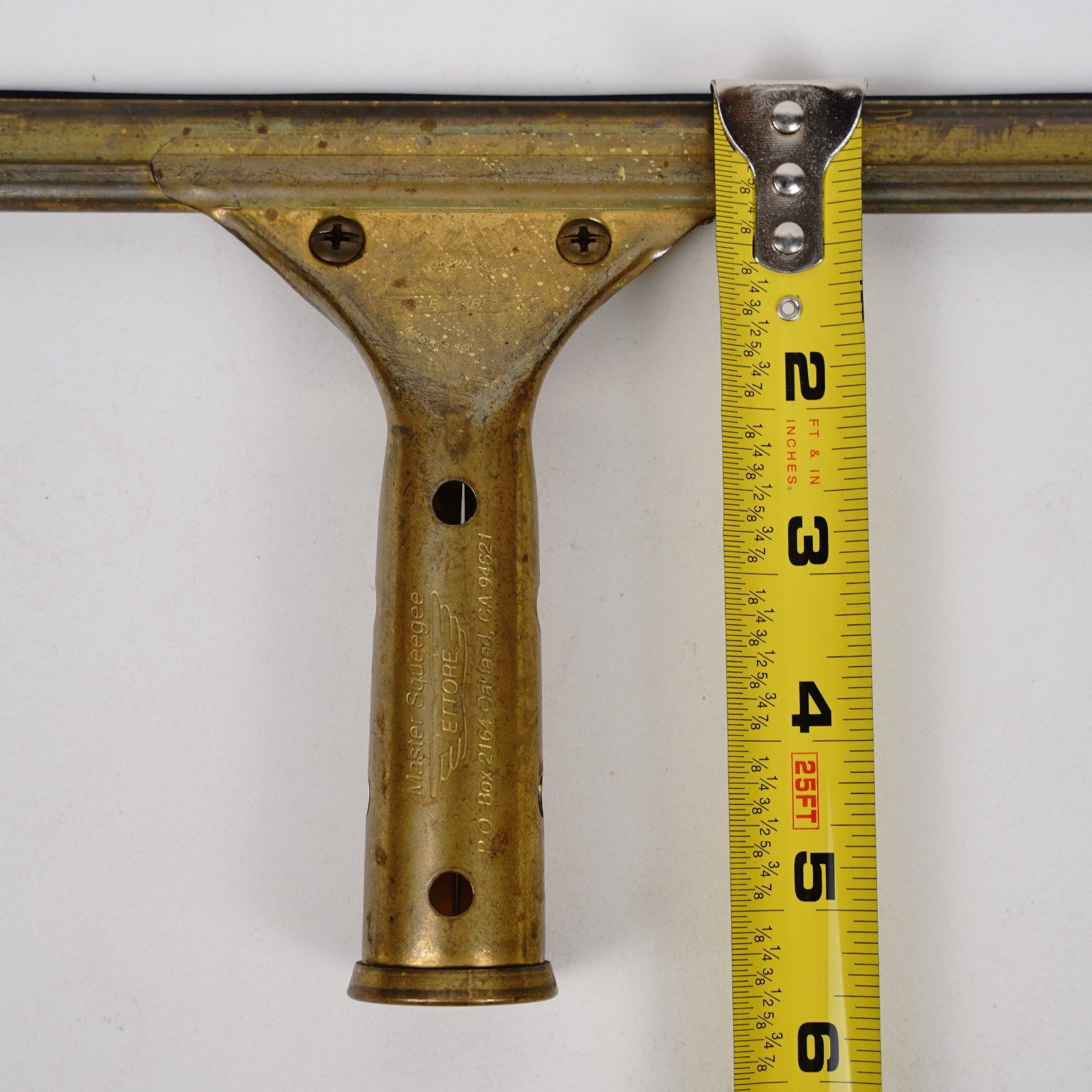 Vintage Ettore Brass Master Squeegee 13.5″ Window Cleaning Tool Made in USA