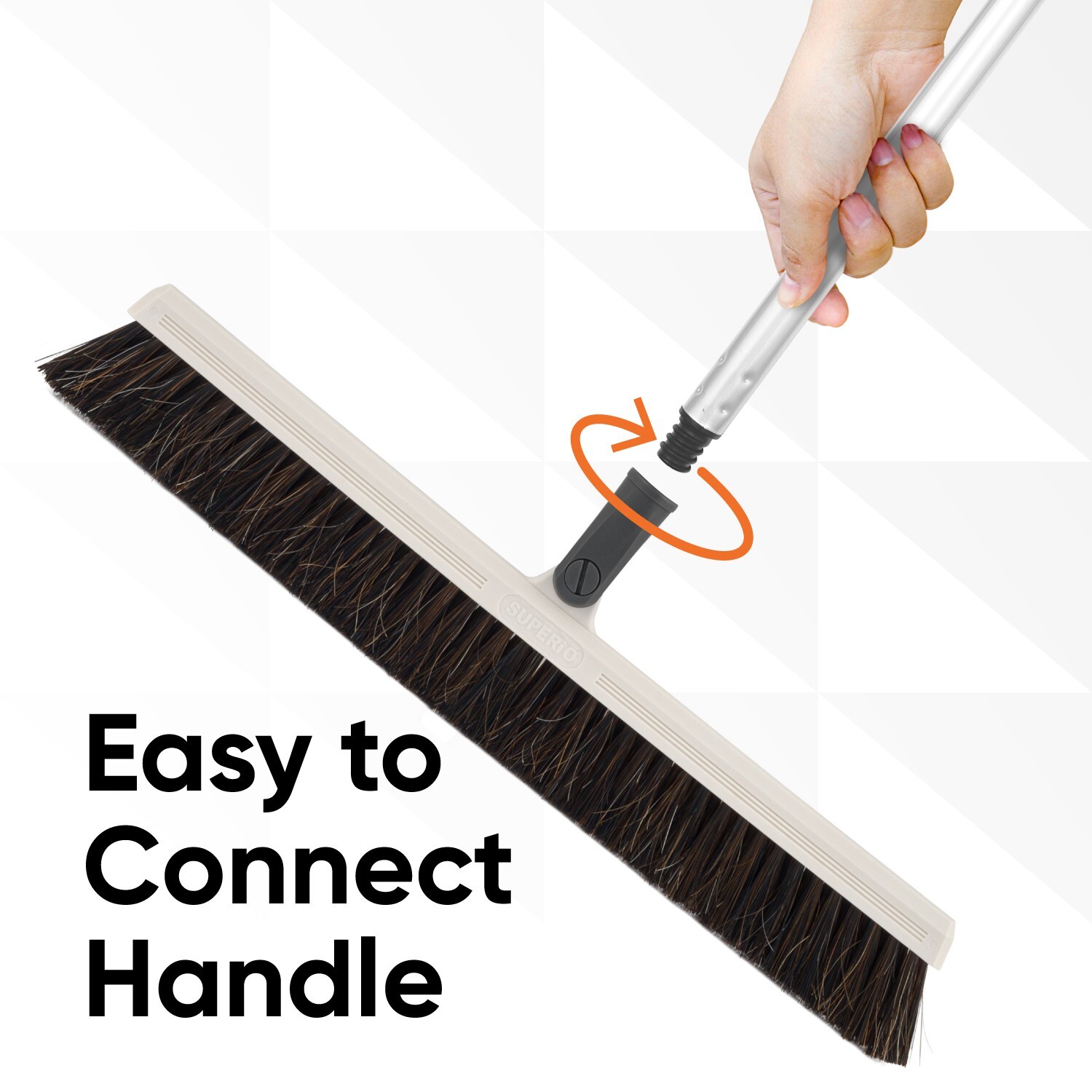 Superio 18″ Horsehair Swivel Broom, Rotating Broom with Telescopic Handle