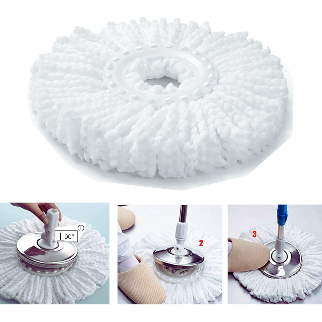 4 Pack 360° Spin Mop Replacement Head, Round Shape Standard Size Microfiber