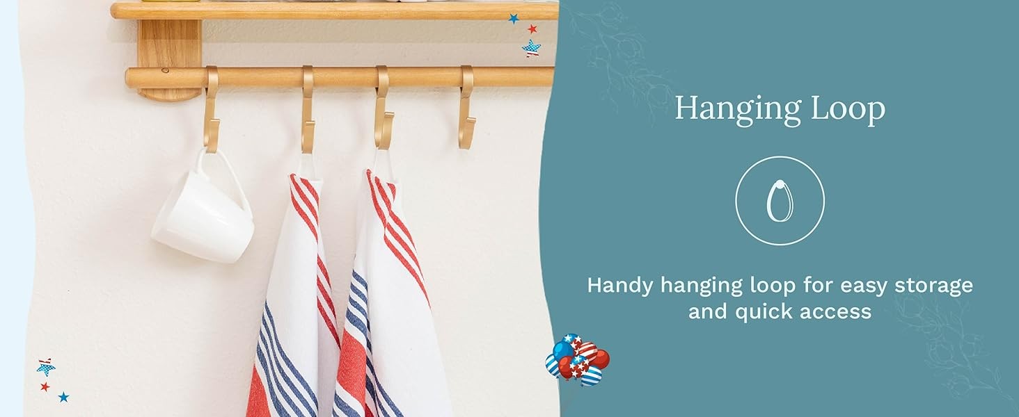 Red White and Blue Kitchen Towels – 6 Pack, 100% Cotton, 30″x20″, Striped
