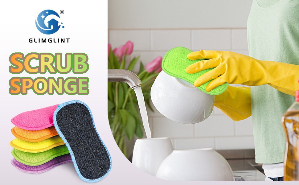 12Pack Dish Sponges Kitchen, Non-Scratch Microfiber Sponges for Cleaning,