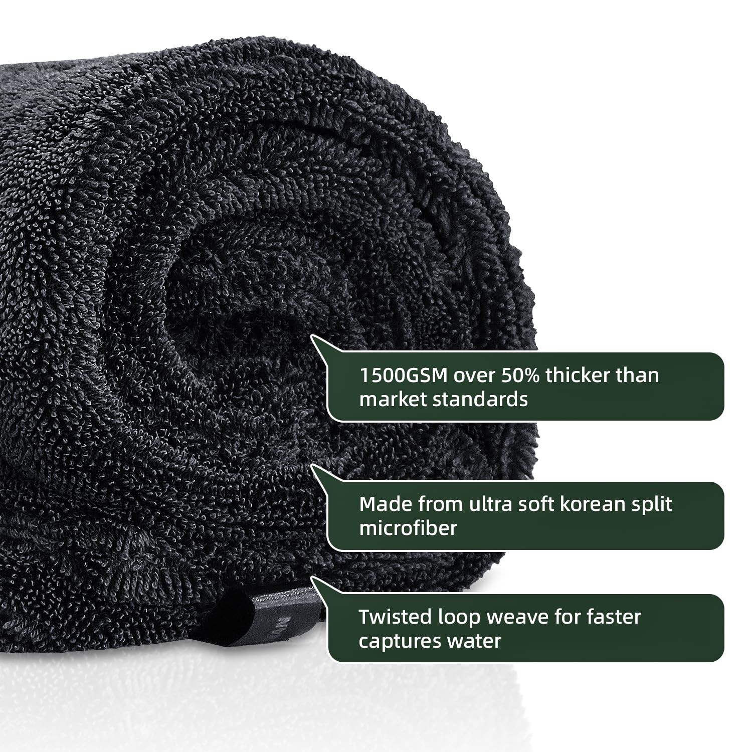 2Pack 24″ x 36″ 11.8″ x 11.8″ TwistedLoop Car Drying Towel 1500GSM Microfiber…