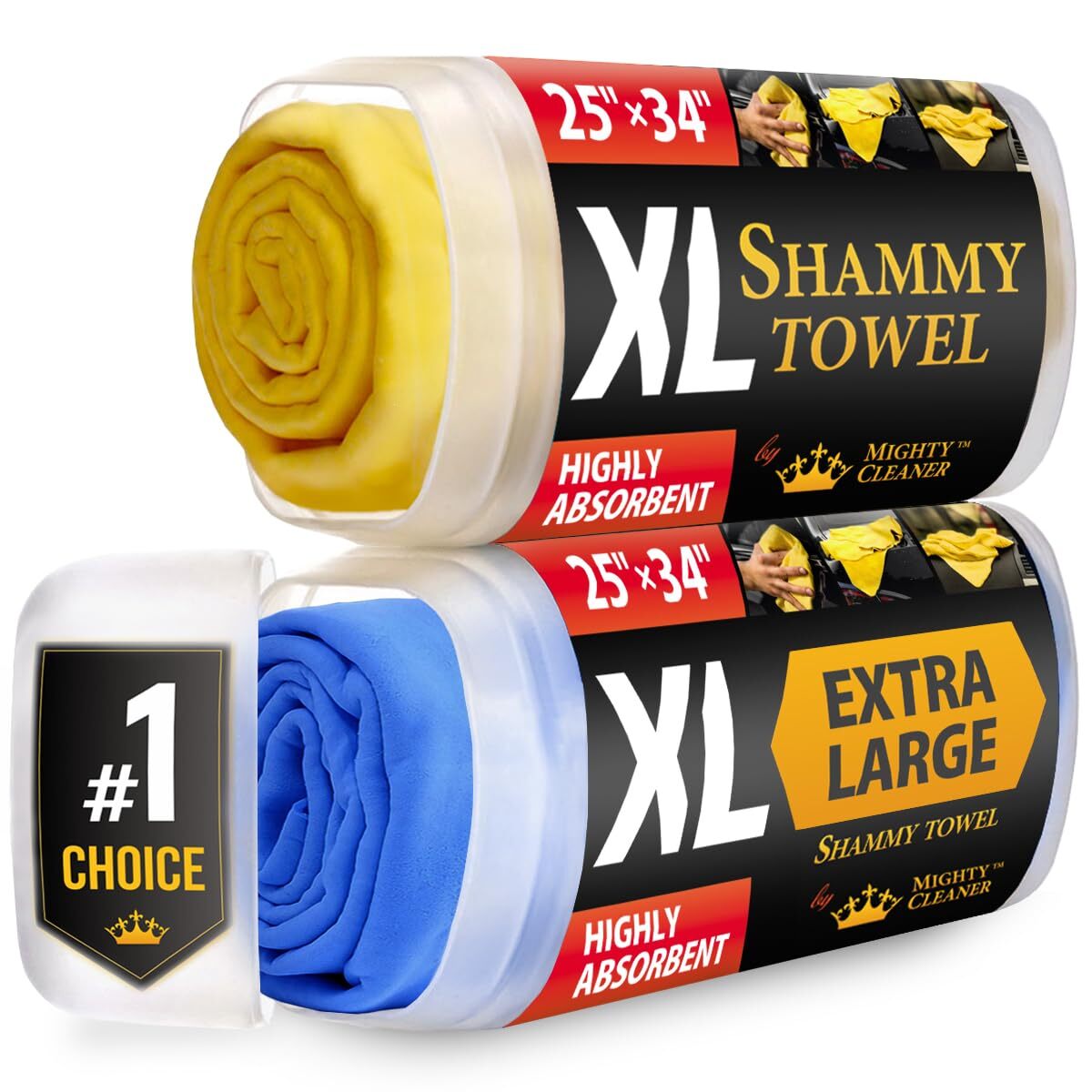 Premium XL Shammy Towel for Car – 2pk 34”x25” – Super Absorbent Chamois Towel…