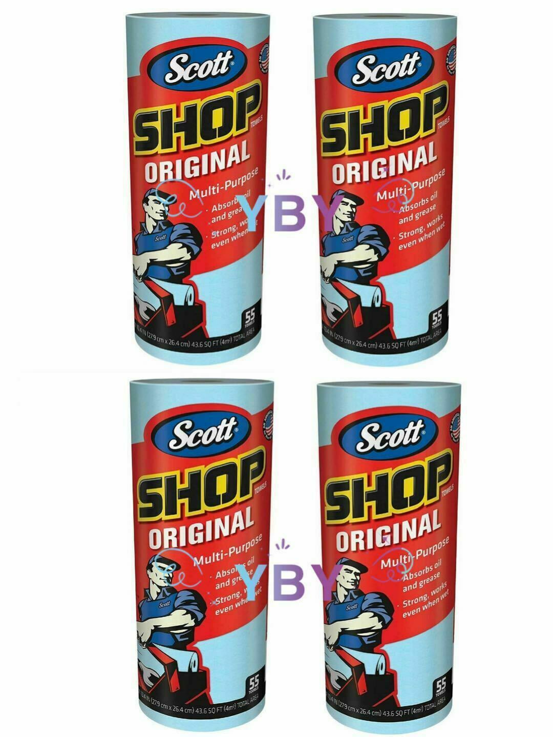 SCOTT Professional Multi Purpose Shop Paper Towels 55 Sheets Roll 4 Rolls