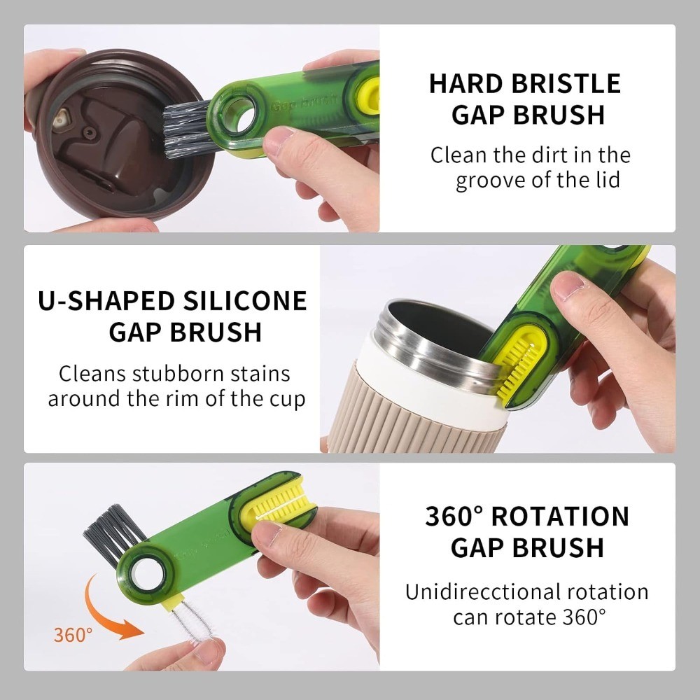 3 in 1 Cup Lid Gap Cleaning Brush Set, Multifunctional Insulation Bottle