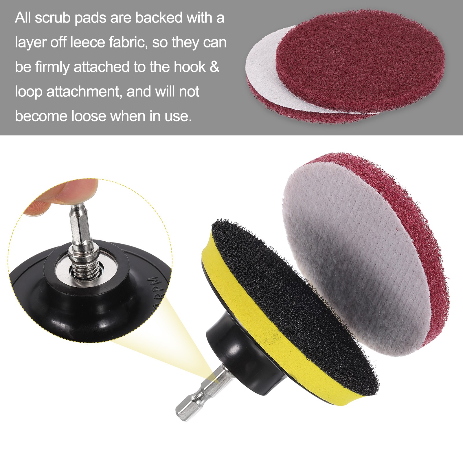 27 Pcs 5 Inch Hoop Scrubbing Pad 240/400/800 Grits Pads, Green/Red/Grey