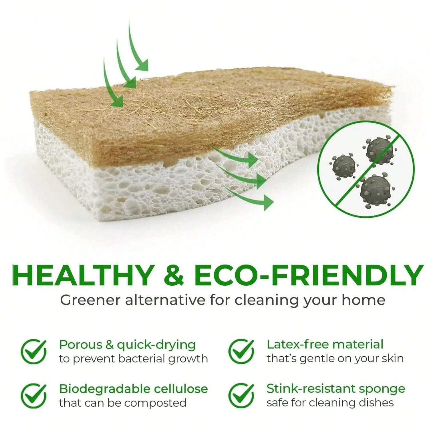 12pcs Kitchen Sponge Natural Biodegradable Eco-Friendly Dish Sponges for Kitchen
