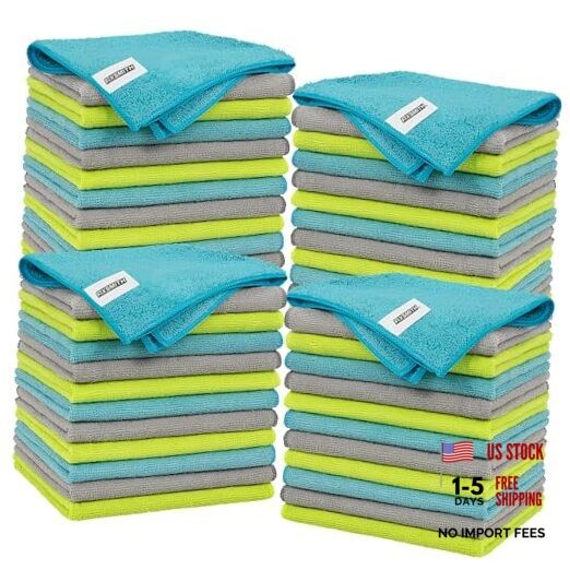Microfiber Cleaning Cloth – Pack of 48, Multi 48PK 3 Colors Assorted