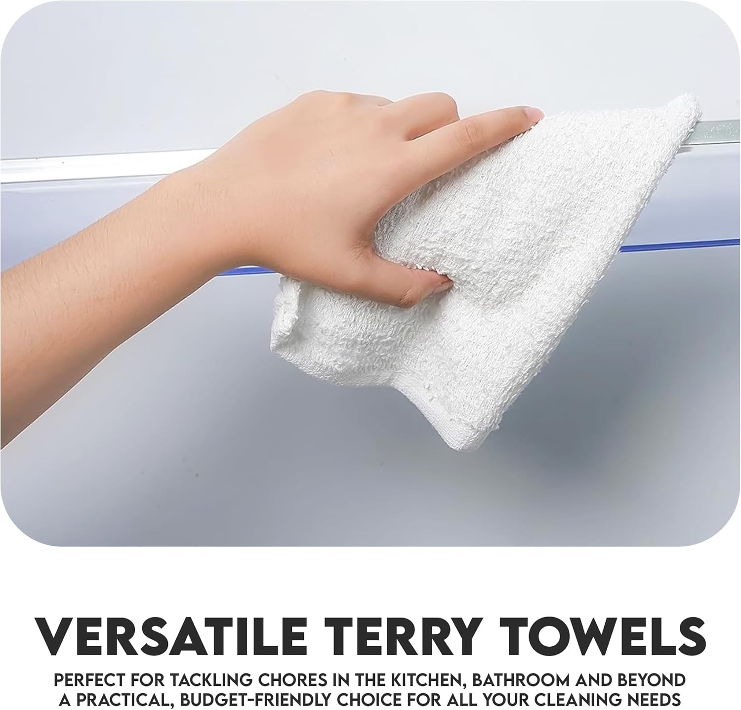 Terry Bar Mop Towels – 60 Pack (14″x17″) White Cotton Terry Cloths, Super