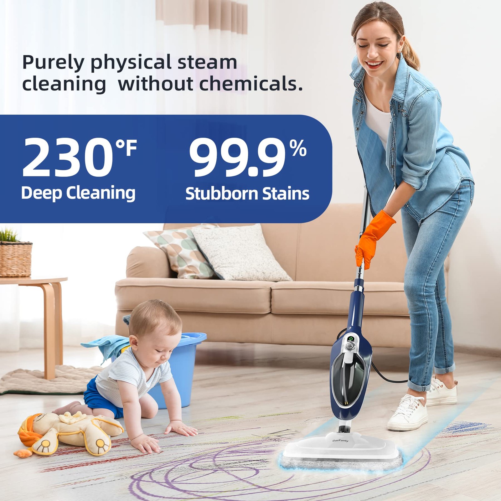Steam Mop – 10-in-1 Floor Steamer MultiPurpose Steam Cleaner