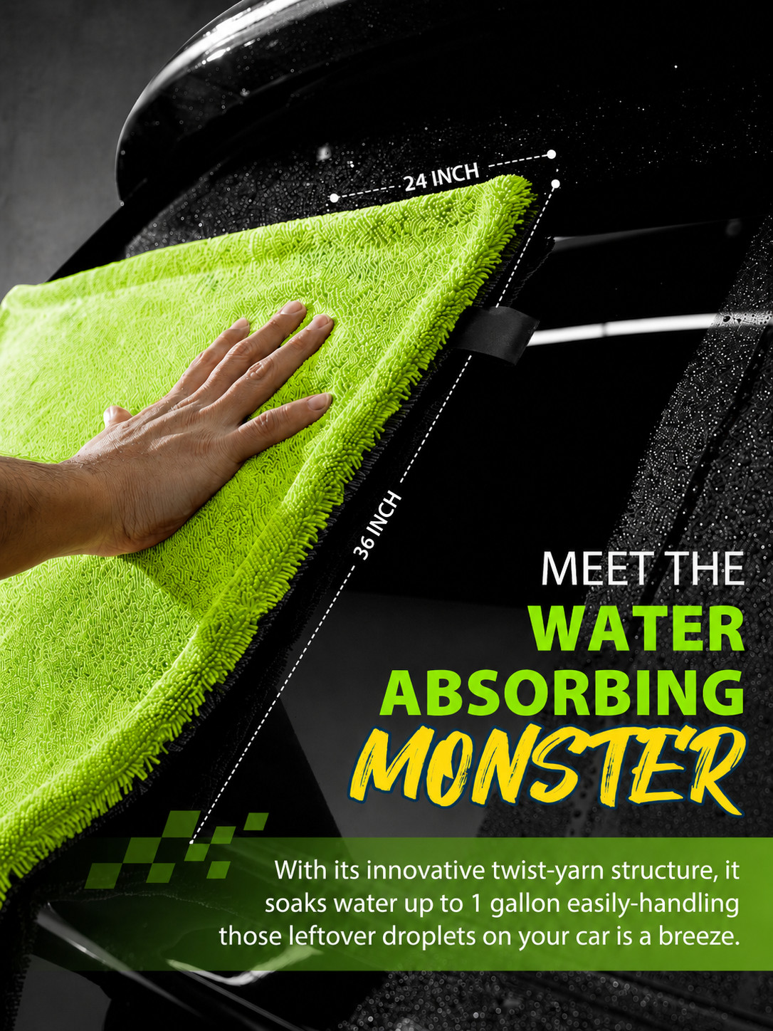 48x24in Microfiber Car Drying Towel 1400GSM Streak Free Auto Wash Cloth