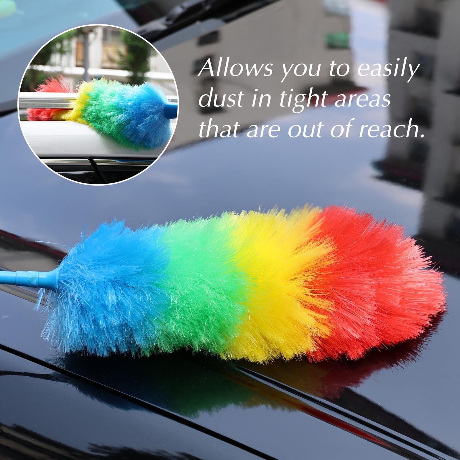 iHUFeather Rainbow Extendable Static Duster Reusable 32-100inch-3pcs,