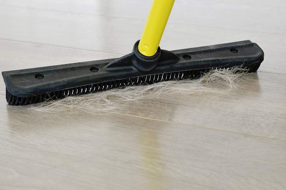 FURemover Broom for Pet Hair and Debris with Telescopic Handle and Squeegee Edge