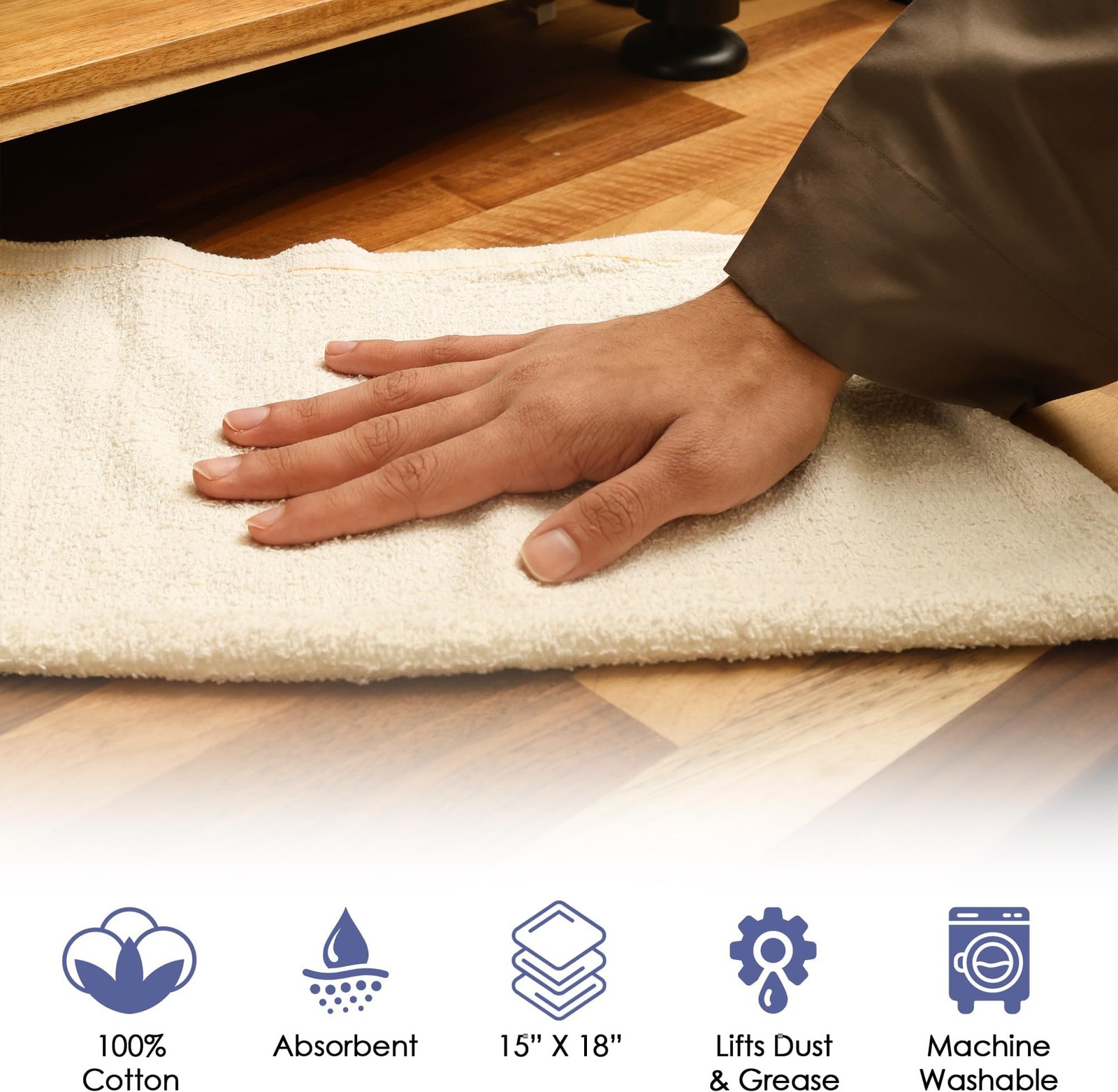 Terry Cloth Cleaning Rags (70 Pack), 100% Cotton Shop Towels, Lint-Free & Abs…