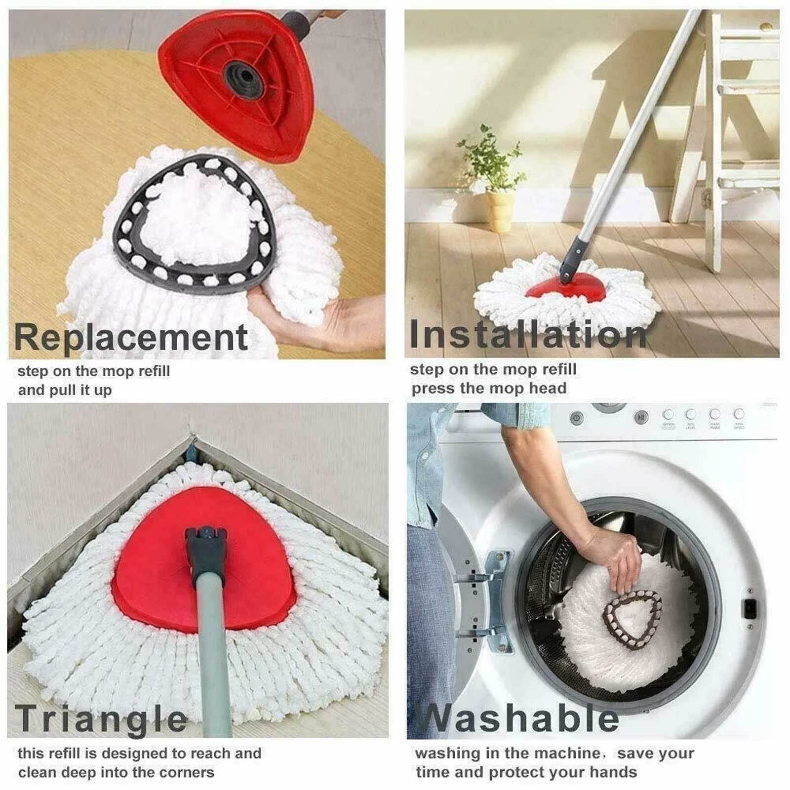 1-6Replacement Microfiber Mop HEAD For O-Cedar Spin Mop Easy Clean Wring Refill