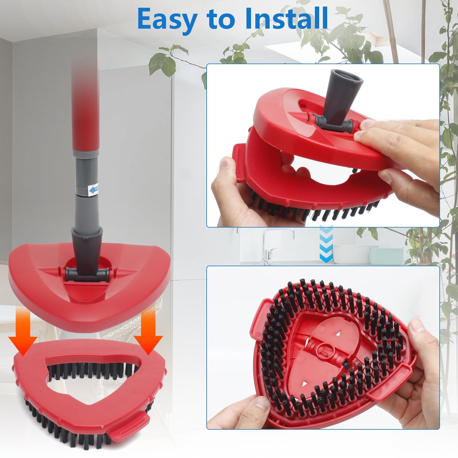 Spin Mop Scrub Brush Head Stiff Bristle Floor Tile Shower Bathroom Home Cleaner