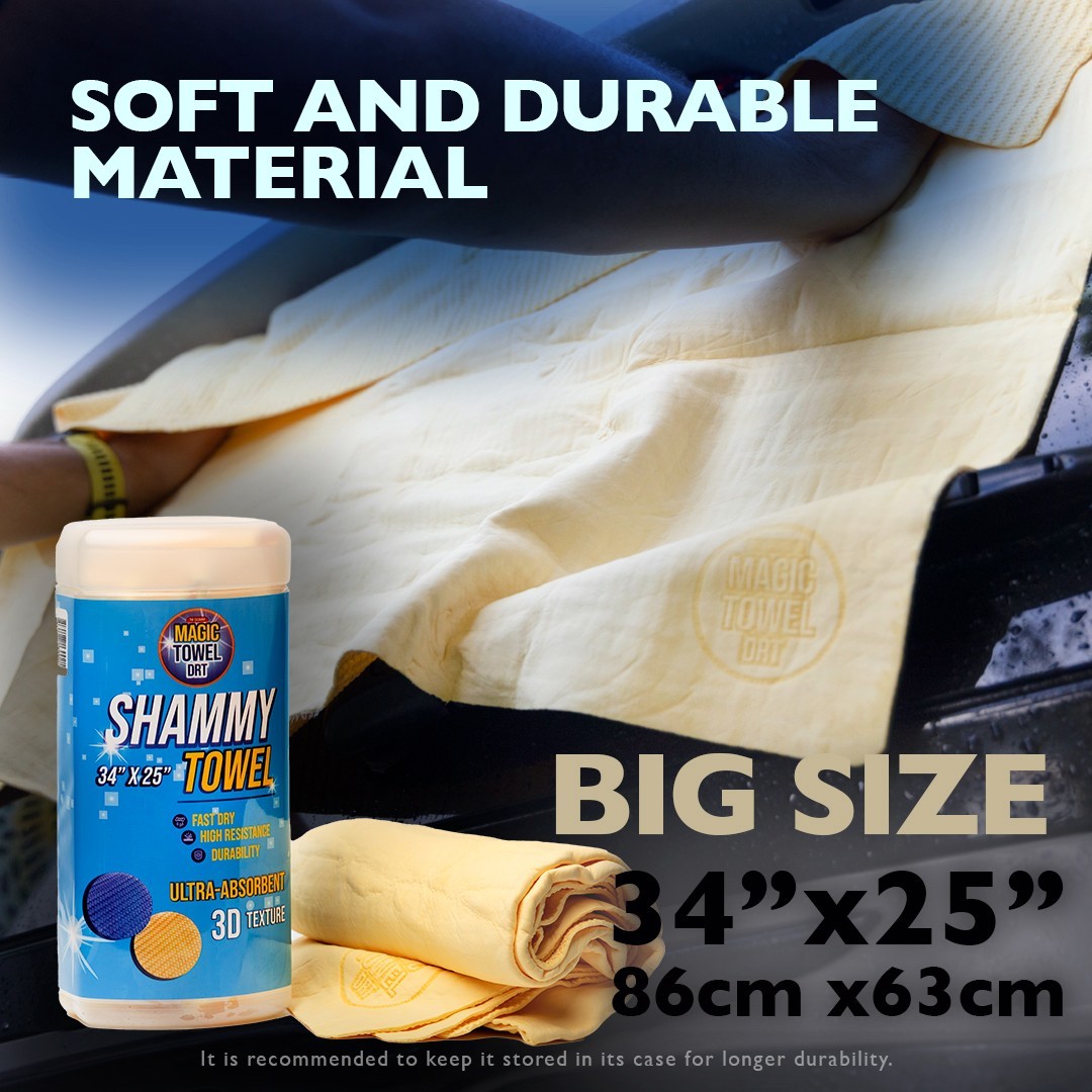 Magic Towel DRT Shammy Chamois Car Drying Towel 34×25 XL Scratch-Free Absorbent