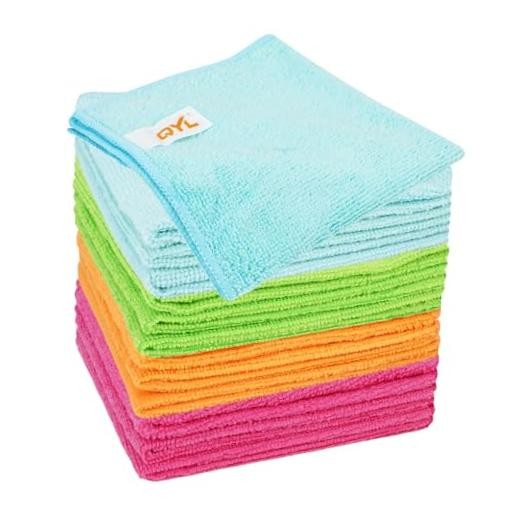 Microfiber Cleaning Cloth,12 Pack Cleaning Rags, Green/Blue/Yellow/Pink