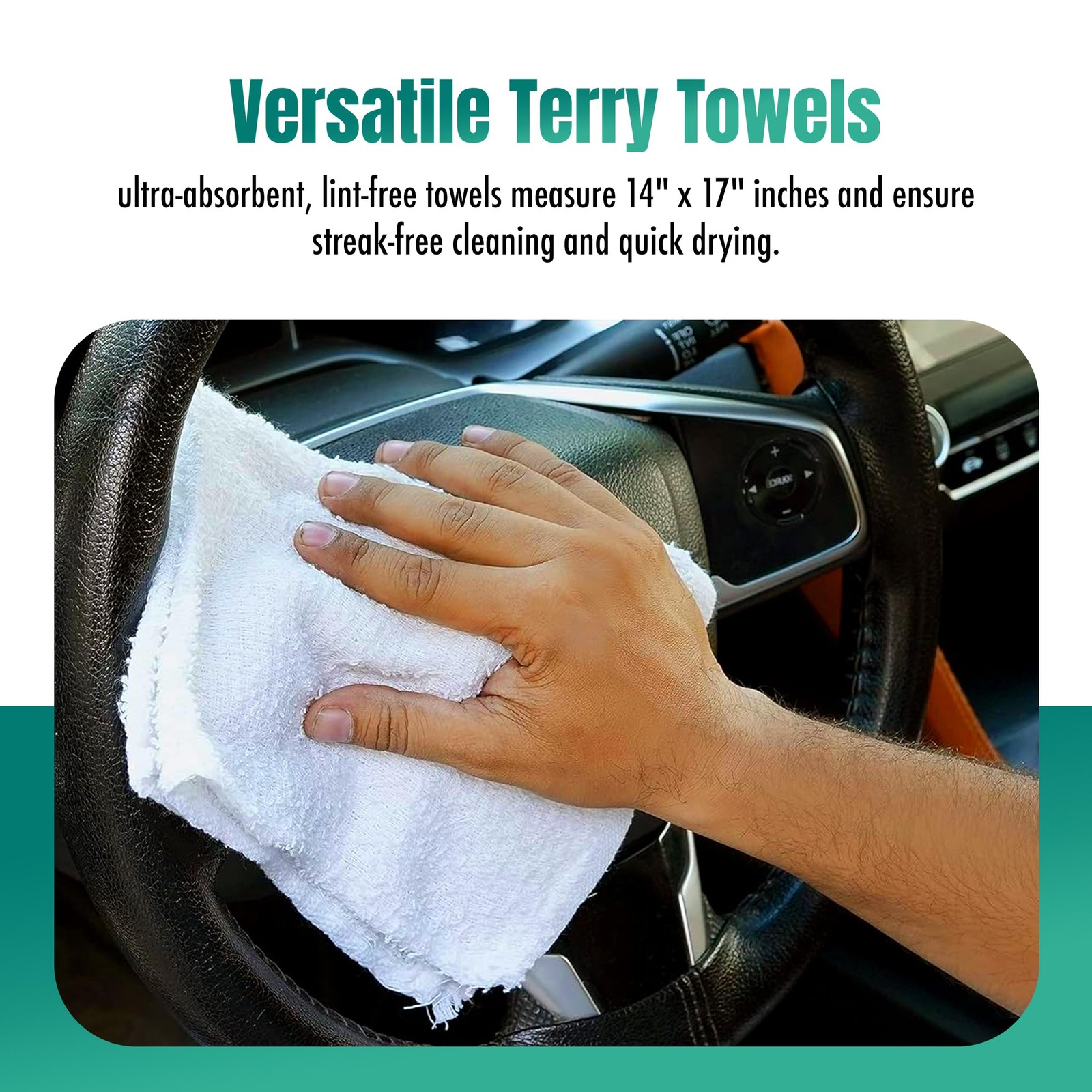 Terry Towels Pack of 24 (14″ X 17″ Inches) 100% Cotton Terry Barmop Towels – …