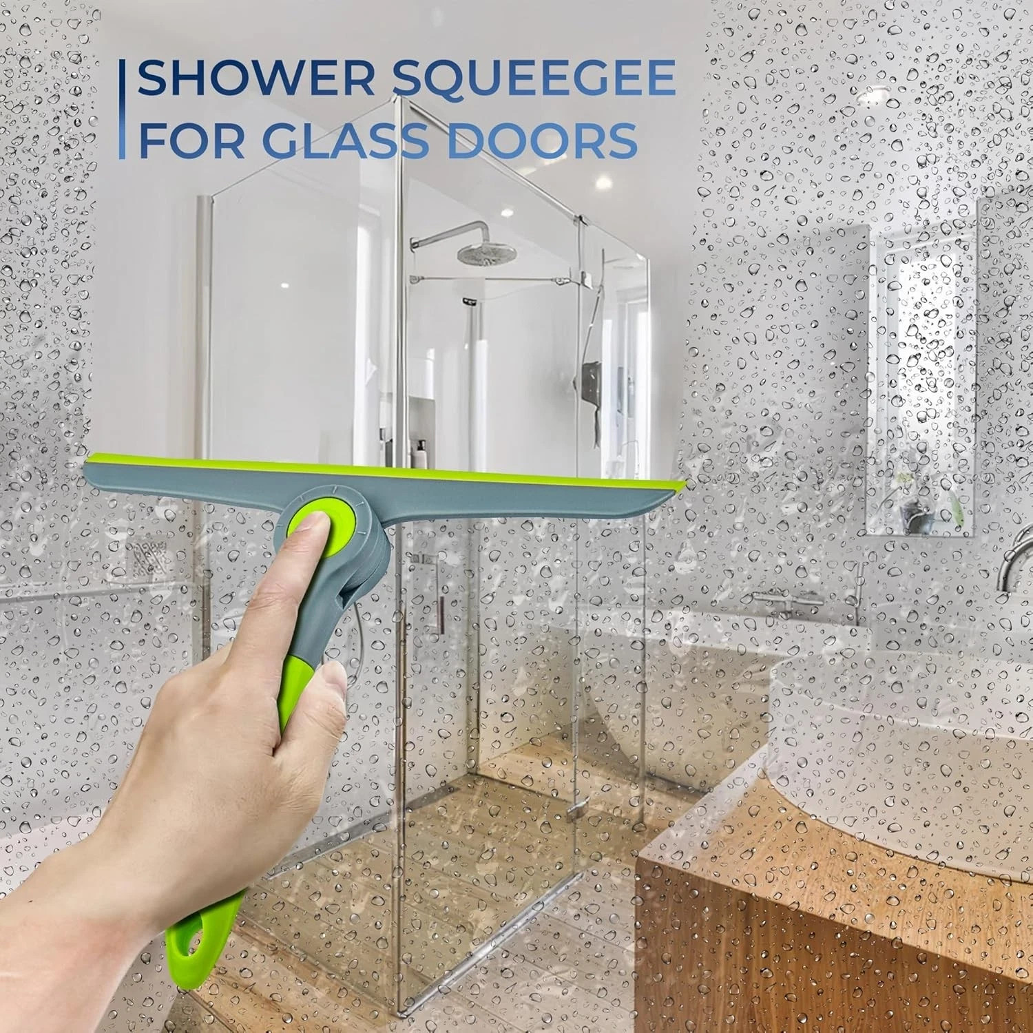 10″ Heavy Duty Green and Grey Window Cleaning Squeegee, Handheld
