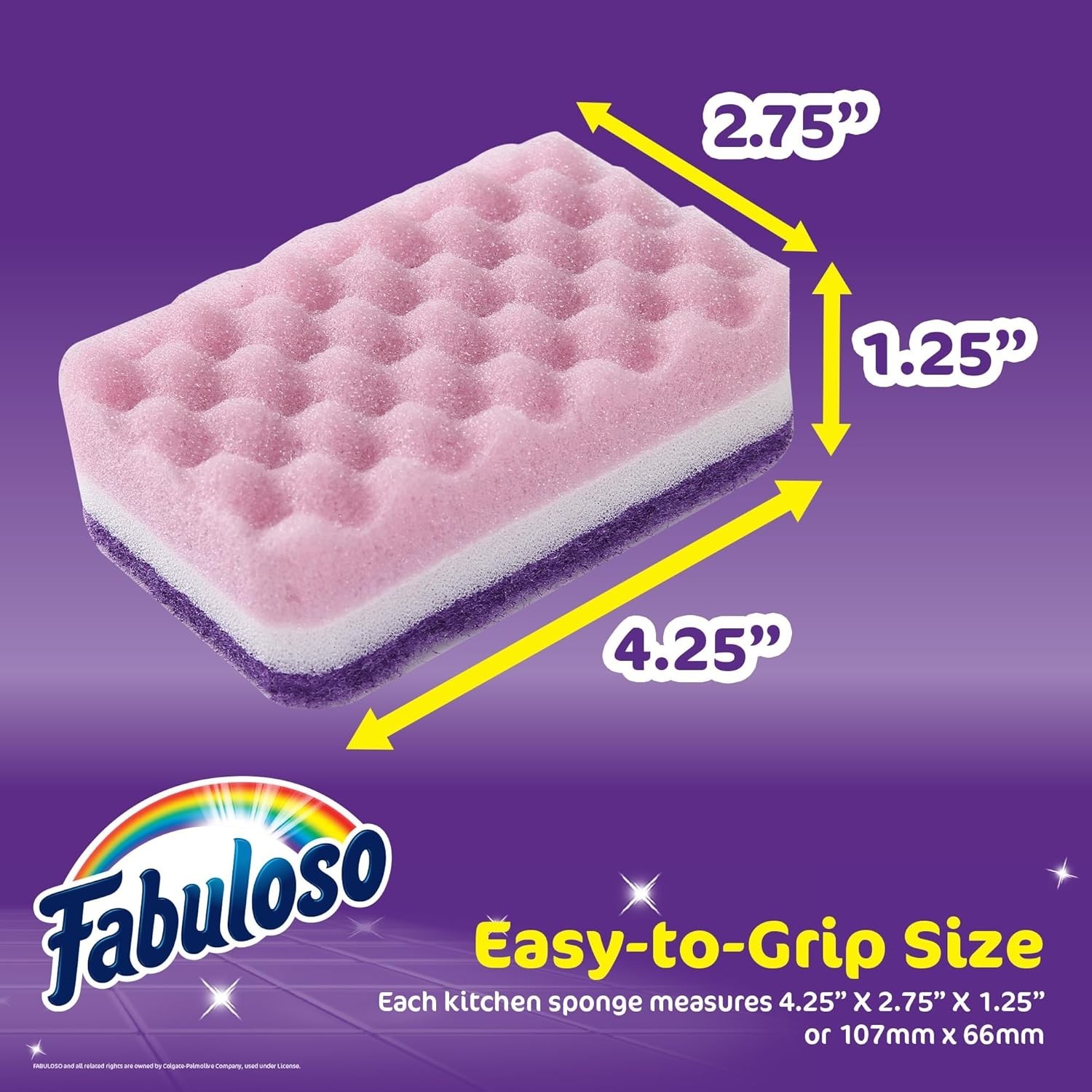 Comfortable Grip 4-Pack Purple Cleaning Sponges – Dual-Sided for Tough Residues