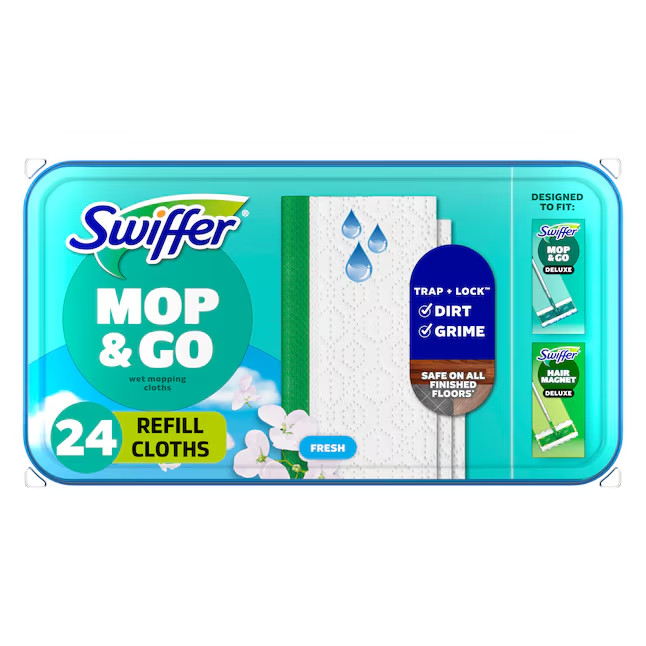 Swiffer Sweeper Wet Fresh Scent Cellulose fiber/polypropylene Refill 24 -Pack