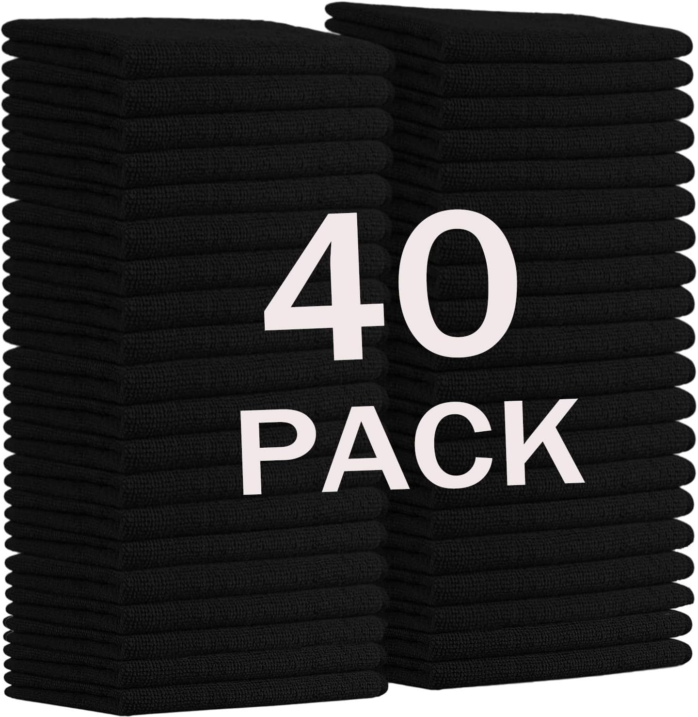 12″ x 12″ Black Microfiber Cleaning Cloth,40Pack Multi-Purpose Reusable Clean…