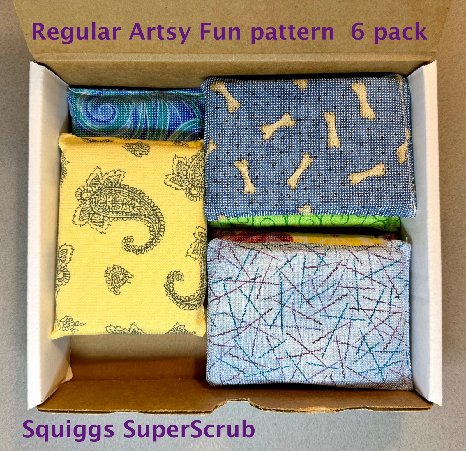 6 Pack SuperScrub Regular Scrub Pads Non Scratch Artsy Fun Pattern Lot