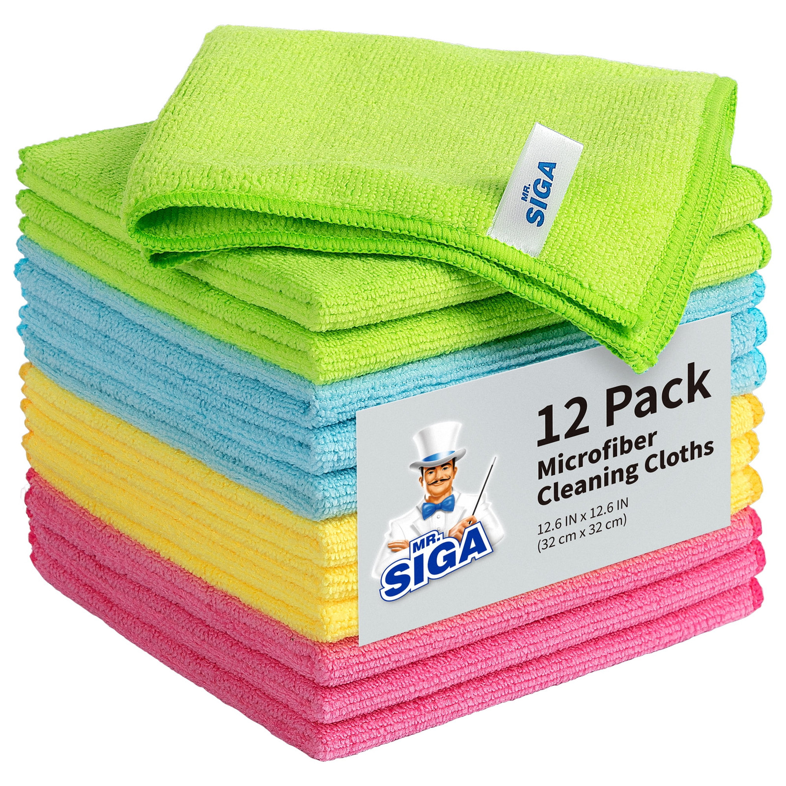 Microfiber Cleaning Cloth for Kitchen, Household & Car Cleaning, Pack of 12, Siz