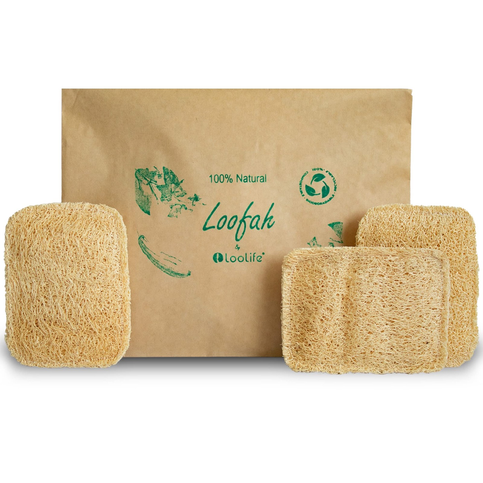 Natural Loofah Kitchen Sponge (3 Pack) – 3 Count (Pack of 1),
