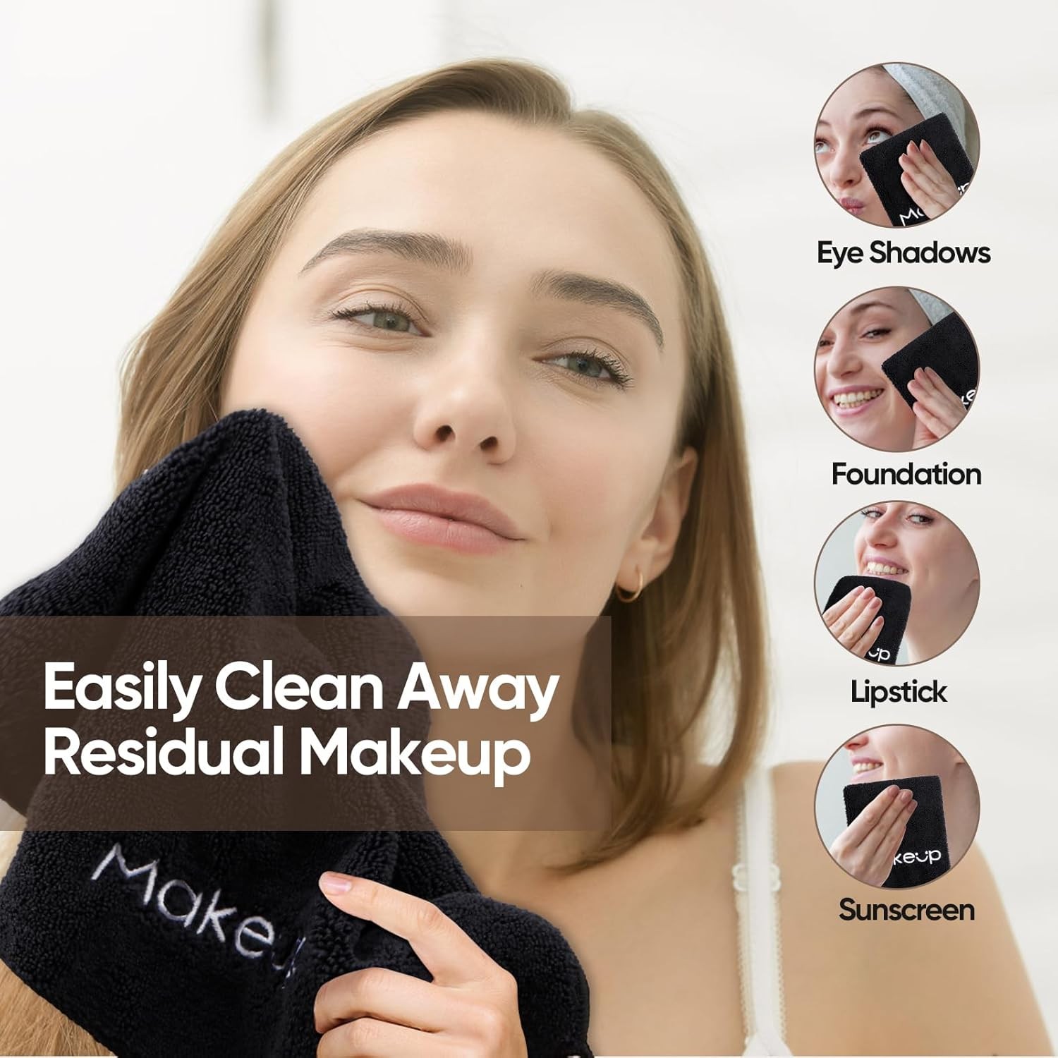 Makeup Remover Cloth 6 Pack,Premium Washable Soft 13×13 Inch Facial Cleansing