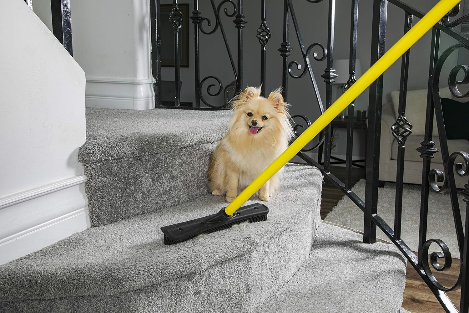 FURemover Broom for Pet Hair and Debris with Telescopic Handle and Squeegee Edge
