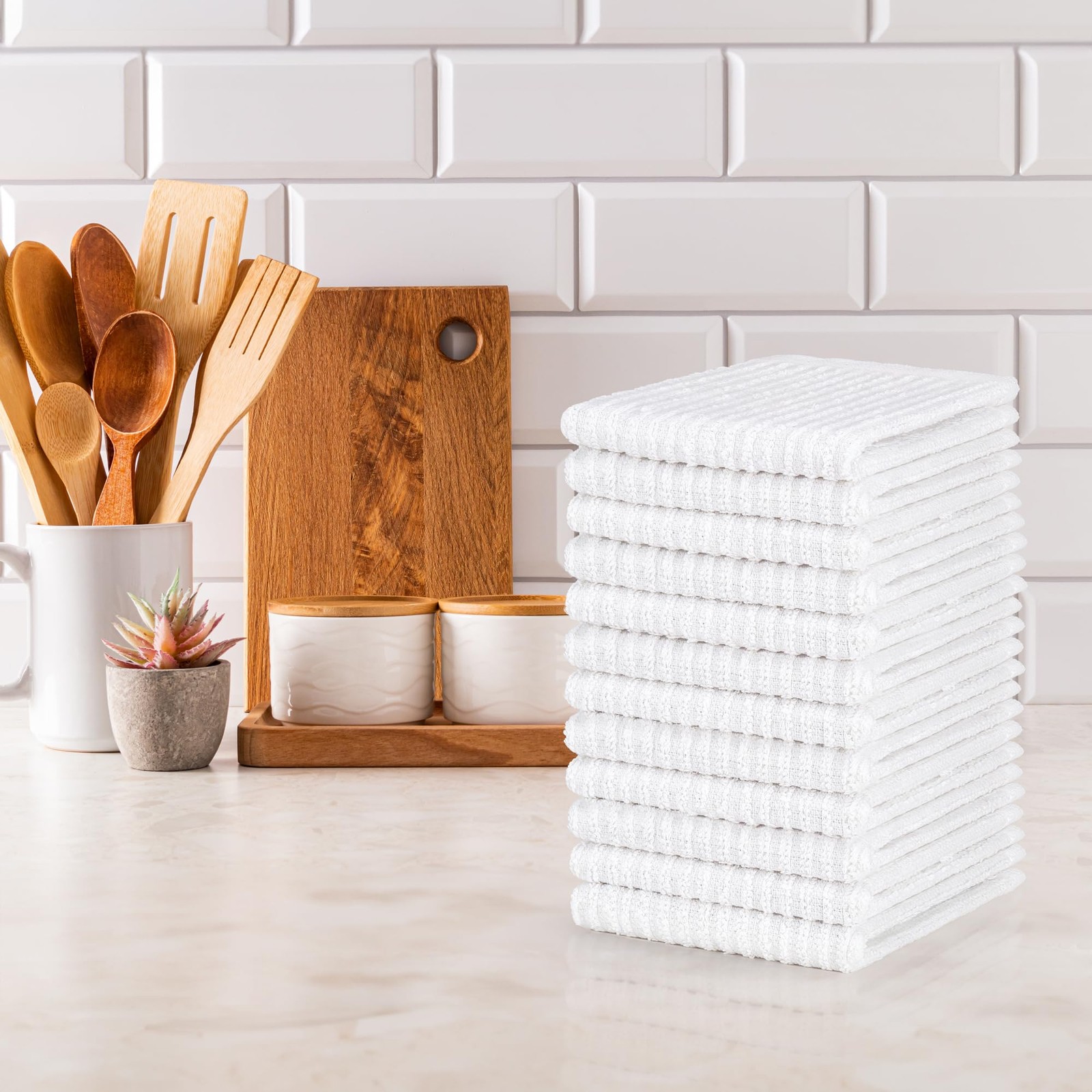 12 Pack 100% Cotton Kitchen Towels for Cleaning, 12 x 12 inch, Ultra Absorben…