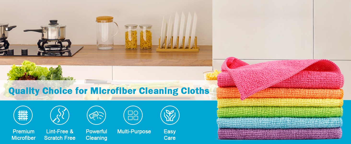 Microfiber Cleaning Cloth Pack of 12, Microfiber Towels for Cars, Highly