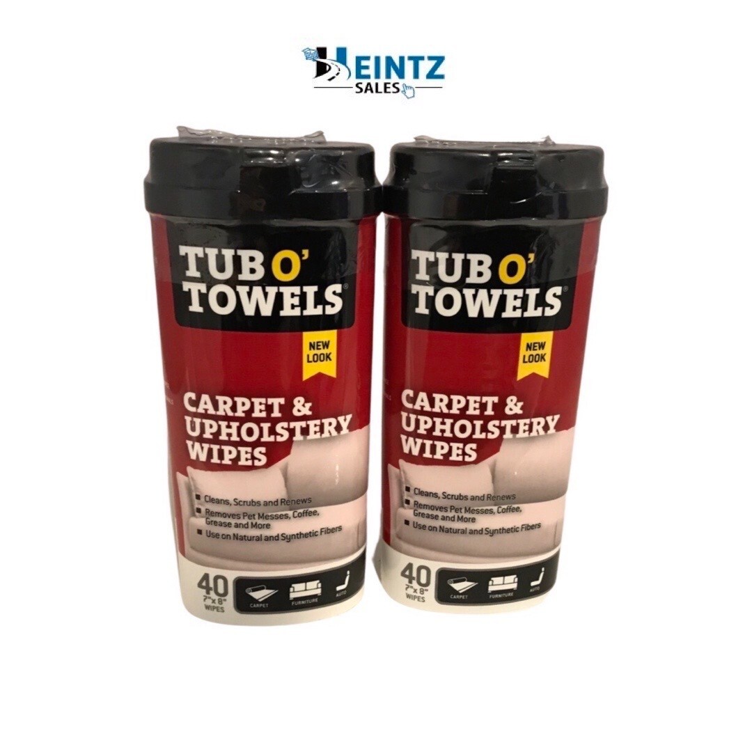 Tub O Towels TW40-CP (2) Heavy Duty Carpet & Upholstery 40 Count 7″x 8″ Wipes
