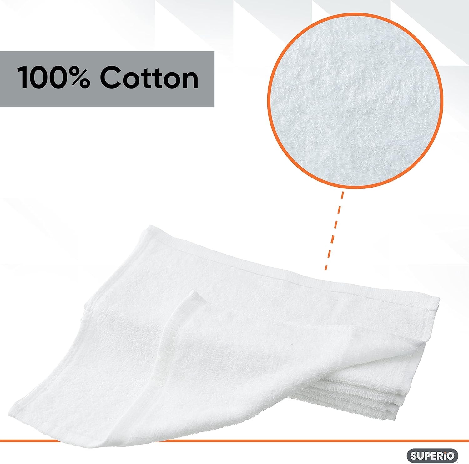 Terry Cloth Rags White Washcloths 100% Cotton 12″ Cleaning Cloths, Kitchen