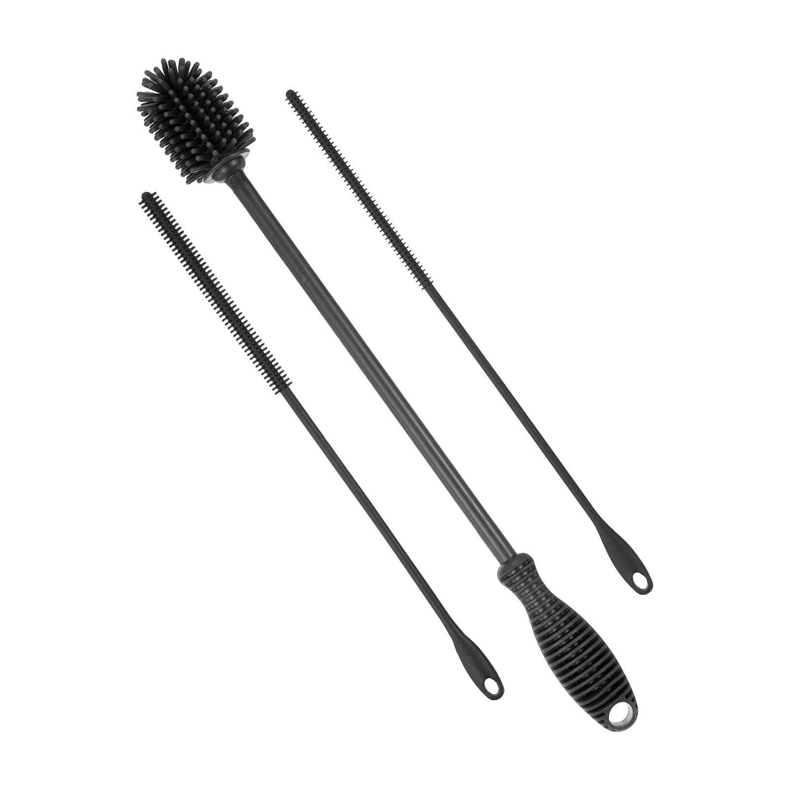 12.5″ Silicone Bottle Brush with 2 Straw Brush, Bottle Cleaner Brushes, Gray