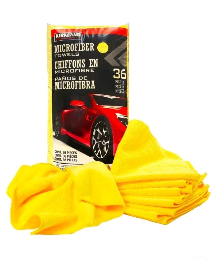 Kirkland Signature Ultra Plush Microfiber Towel, Yellow, 16 in X 16 In, 36-Count