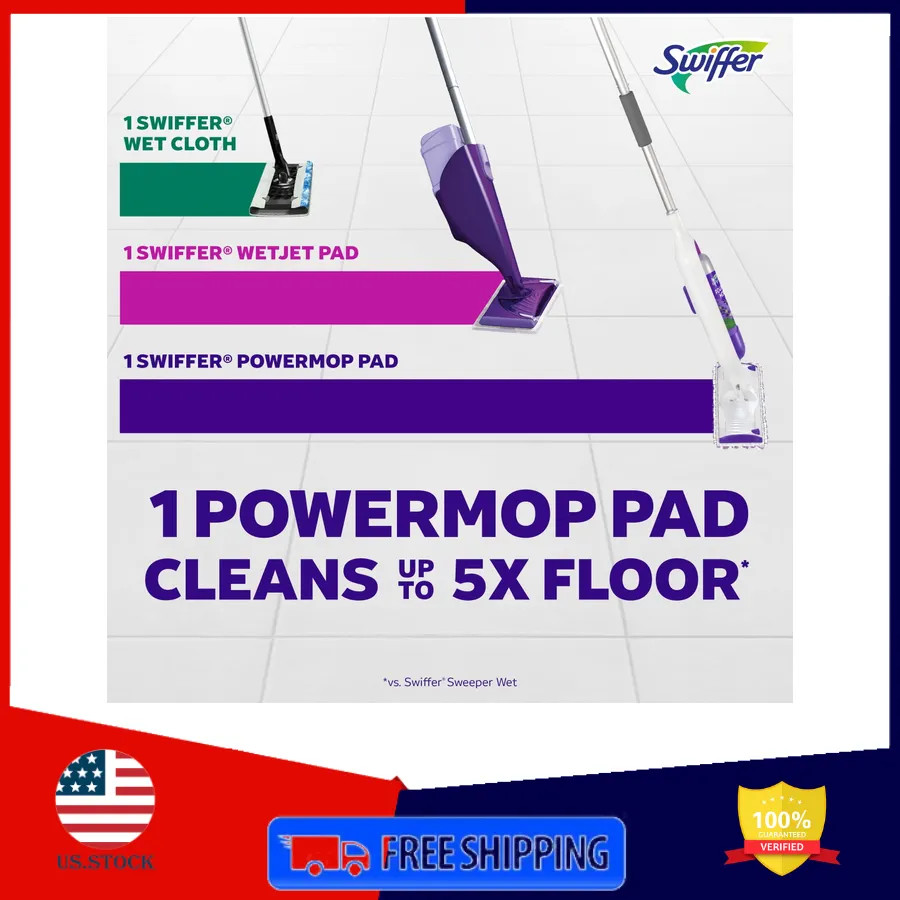 Swiffer Power Mop Floor Cleaning Kit for Wood Tile Vinyl and Laminate Floors