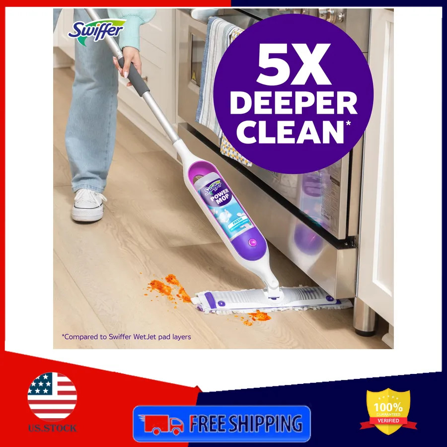 Swiffer Power Mop Floor Cleaning Kit for Wood Tile Vinyl and Laminate Floors