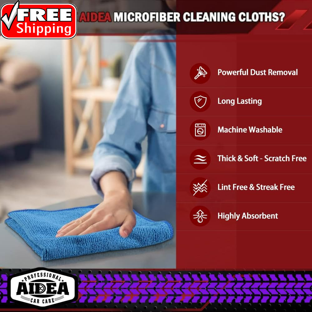 Microfiber Cleaning Cloth, 50PK, Microfiber Towels for Cars, Premium Wash Cloths