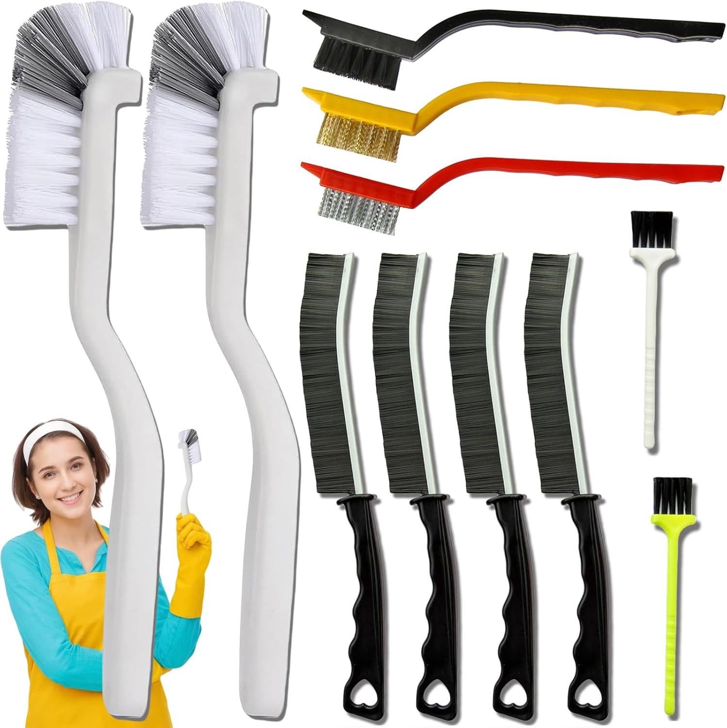 11Pcs Crevice Cleaning Brush,Gap Cleaning Brush with Long Handle,Small Gap