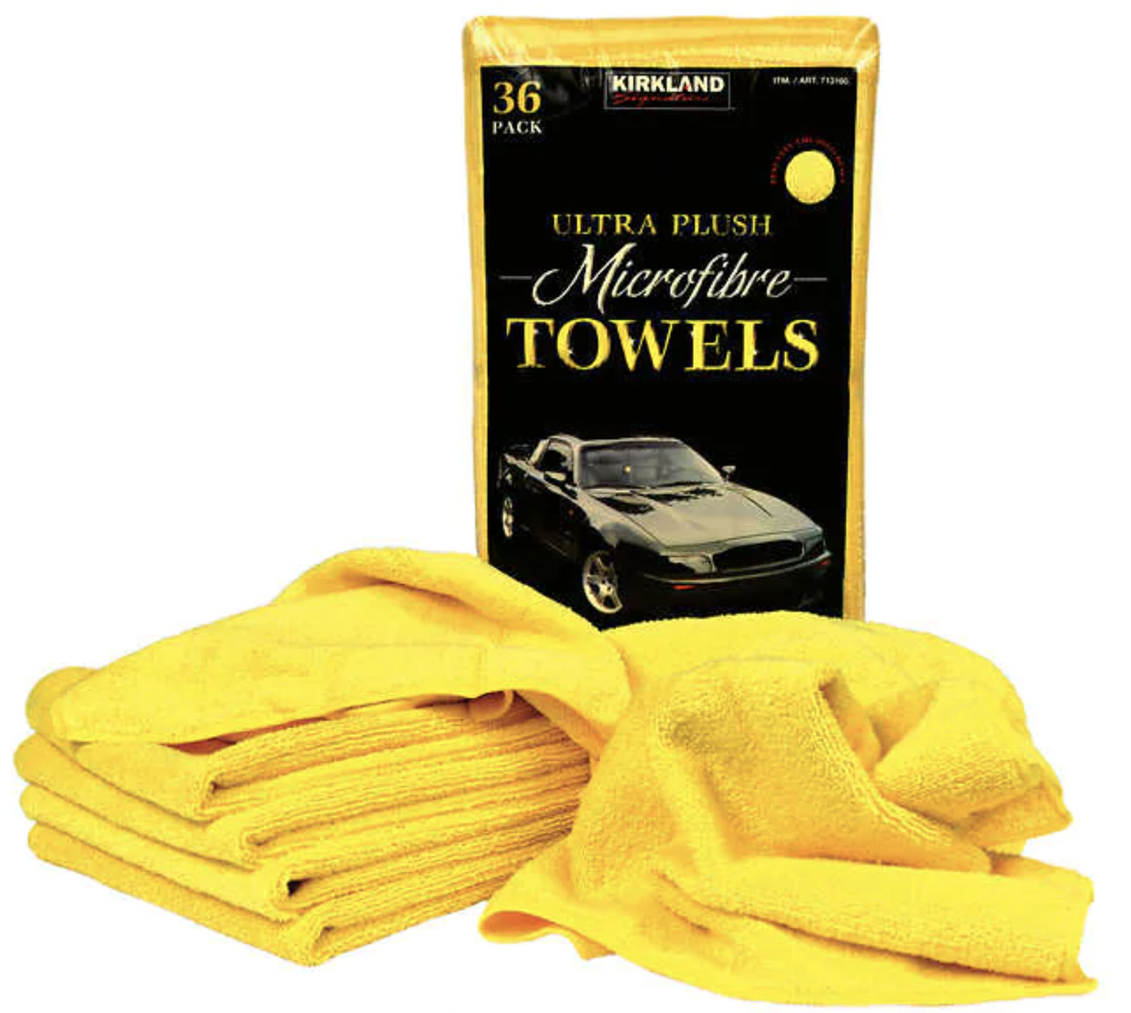 36 PC COSTCO KIRKLAND SIGNATURE YELLOW MULTIPURPOSE AUTO HOME MICROFIBER TOWEL