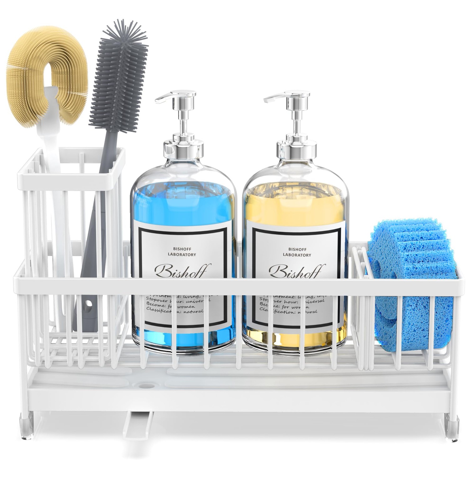 Moforoco Extra Large Kitchen Sink Caddy, Rustproof Sponge Holder XL, White