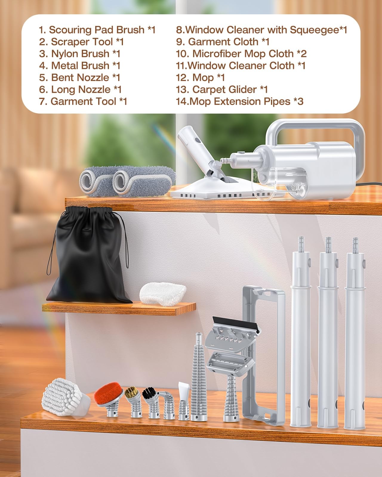 10-in-1 Steam Mop with Detachable Handheld Steamer, 350ml Tank, 10s Heat-Up, …