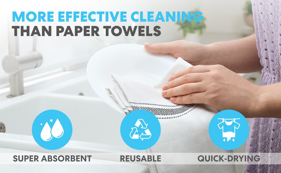 Simpli-Magic Cotton Herringbone Dish Towels, 15″x25″ (30 Pack) – High Absorbent