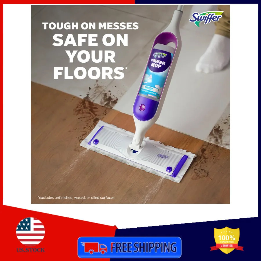 Swiffer Power Mop Floor Cleaning Kit for Wood Tile Vinyl and Laminate Floors